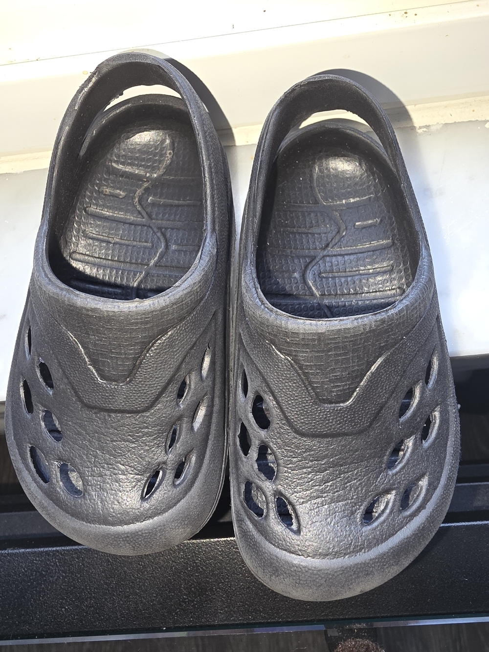 Kids Black Slip-On Ventilated Sandals